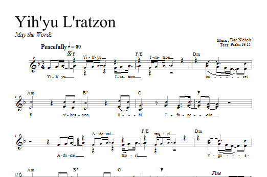 Download Dan Nichols Yih'yu L'ratzon Sheet Music and learn how to play Melody Line, Lyrics & Chords PDF digital score in minutes