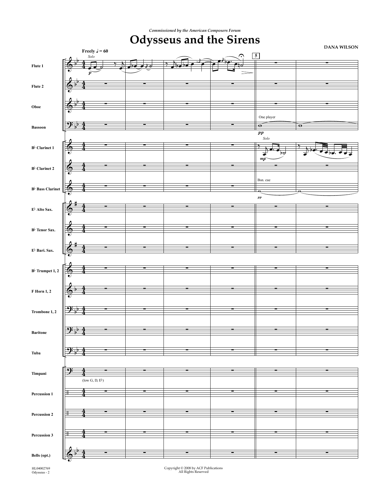 Download Dana Wilson Odysseus and the Sirens - Full Score Sheet Music and learn how to play Concert Band PDF digital score in minutes