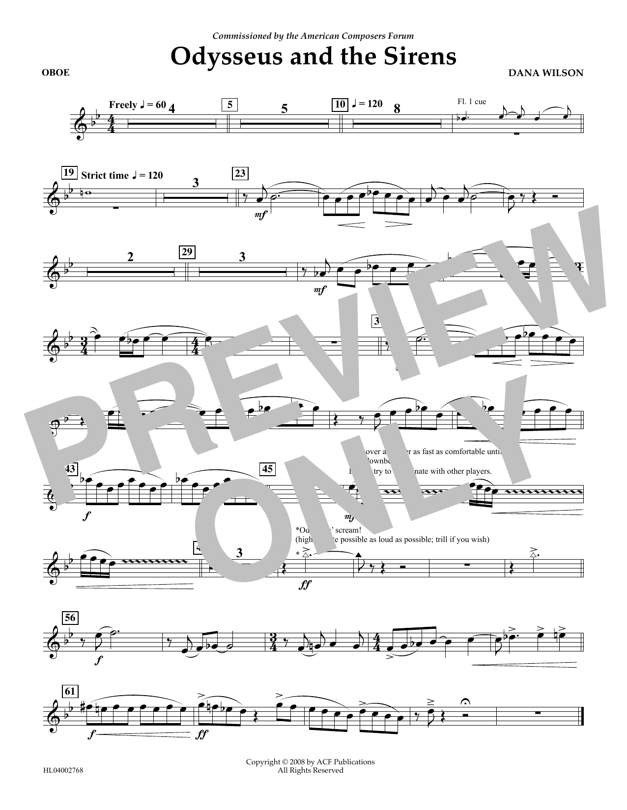 Download Dana Wilson Odysseus and the Sirens - Oboe Sheet Music and learn how to play Concert Band PDF digital score in minutes