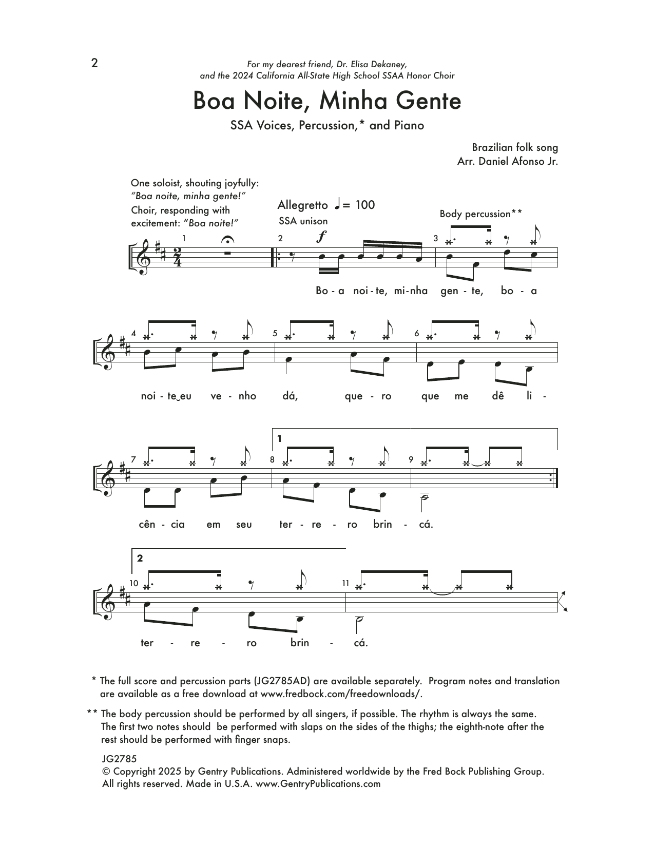 Download Daniel Afonso Jr. Boa Noite, Minha Gente Sheet Music and learn how to play SSA Choir PDF digital score in minutes