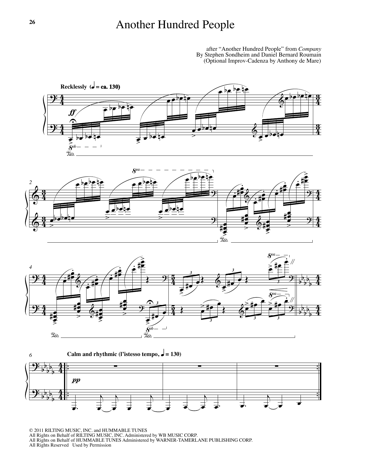 Download Stephen Sondheim Another Hundred People (arr. Daniel Bernard Roumain) Sheet Music and learn how to play Piano PDF digital score in minutes