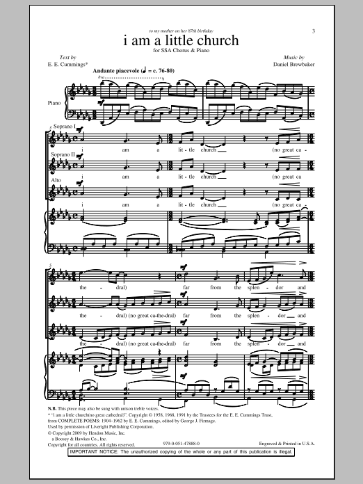 Download Daniel Brewbaker I Am A Little Church Sheet Music and learn how to play SSA PDF digital score in minutes