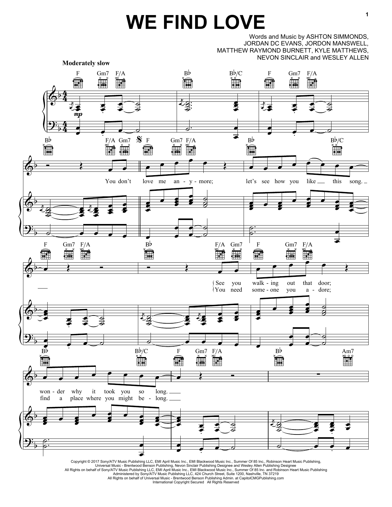 Download Daniel Caesar We Find Love Sheet Music and learn how to play Piano, Vocal & Guitar (Right-Hand Melody) PDF digital score in minutes