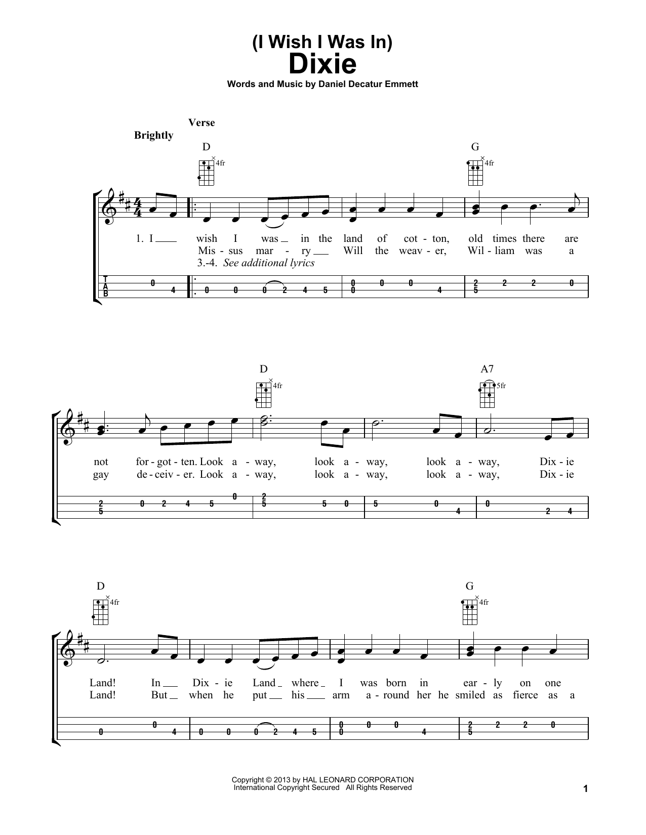 Download Daniel Decatur Emmett (I Wish I Was In) Dixie (arr. Bobby Westfall) Sheet Music and learn how to play Mandolin PDF digital score in minutes