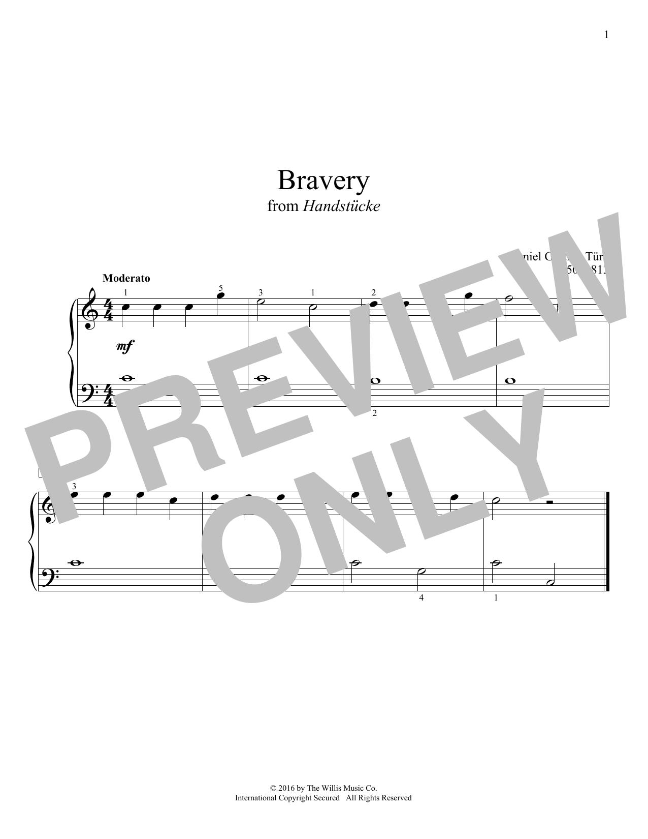 Download Daniel Gottlob Turk Bravery Sheet Music and learn how to play Educational Piano PDF digital score in minutes