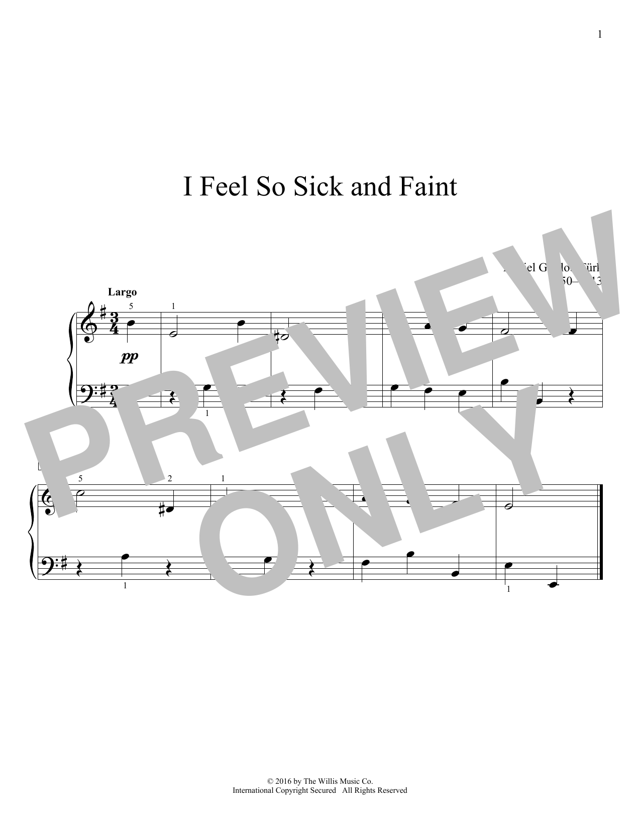 Download Daniel Gottlob Turk I Feel So Sick And Faint Sheet Music and learn how to play Educational Piano PDF digital score in minutes