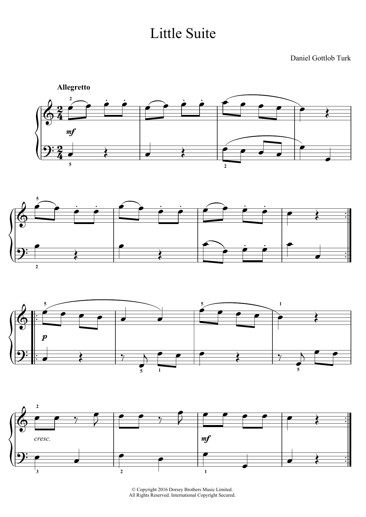 Download Daniel Gottlob Turk Little Suite Sheet Music and learn how to play Easy Piano PDF digital score in minutes