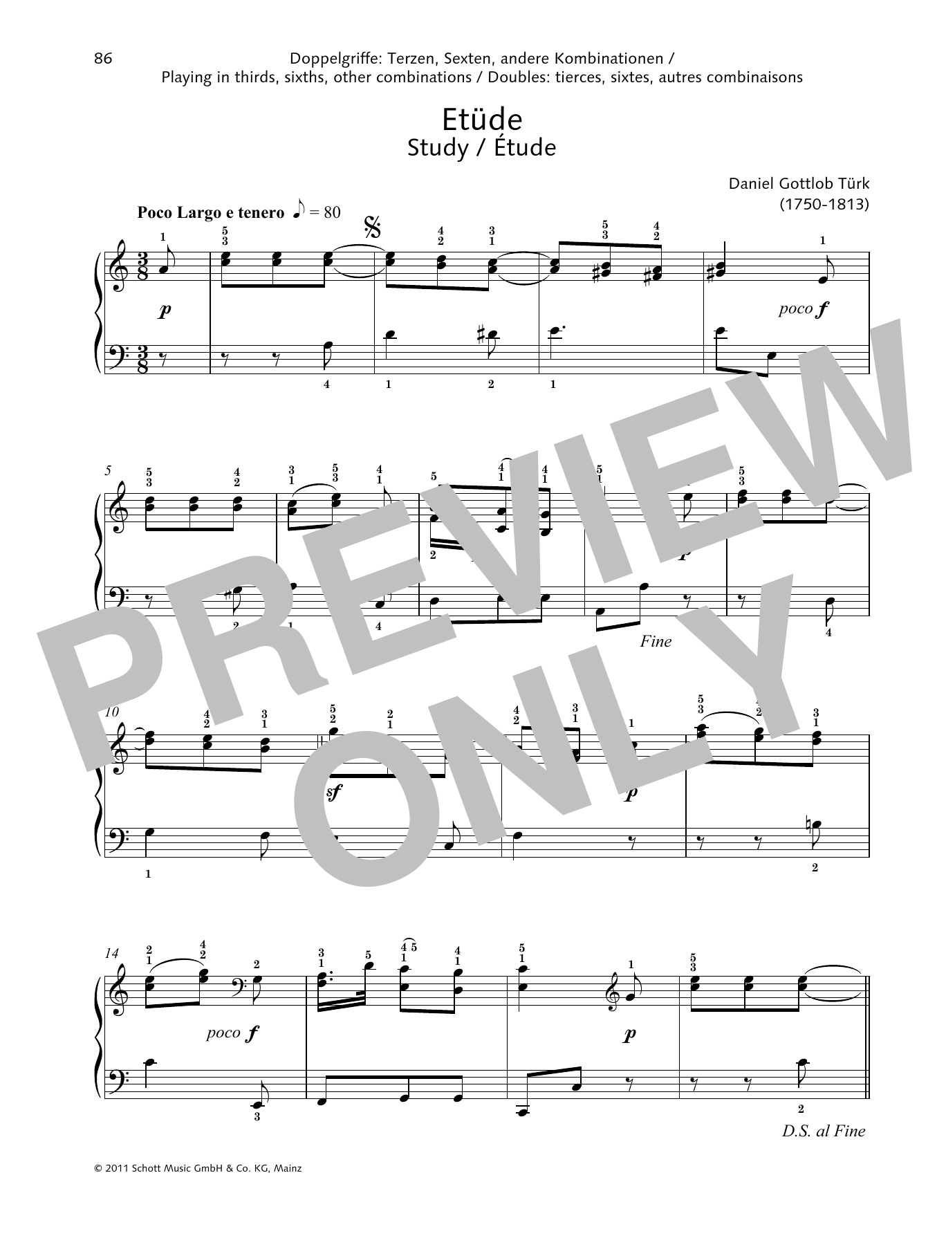 Download Daniel Gottlob Türk Study Sheet Music and learn how to play Piano Solo PDF digital score in minutes