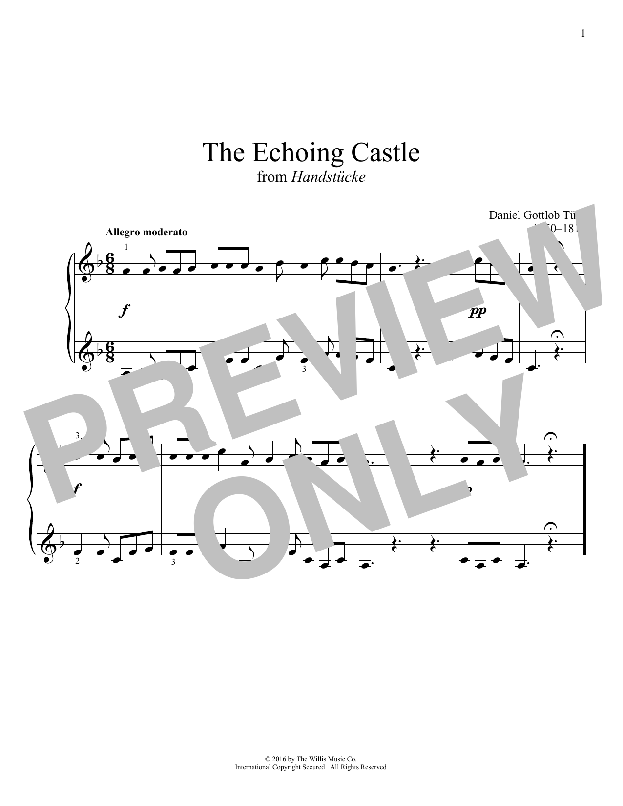 Download Daniel Gottlob Turk The Echoing Castle Sheet Music and learn how to play Educational Piano PDF digital score in minutes