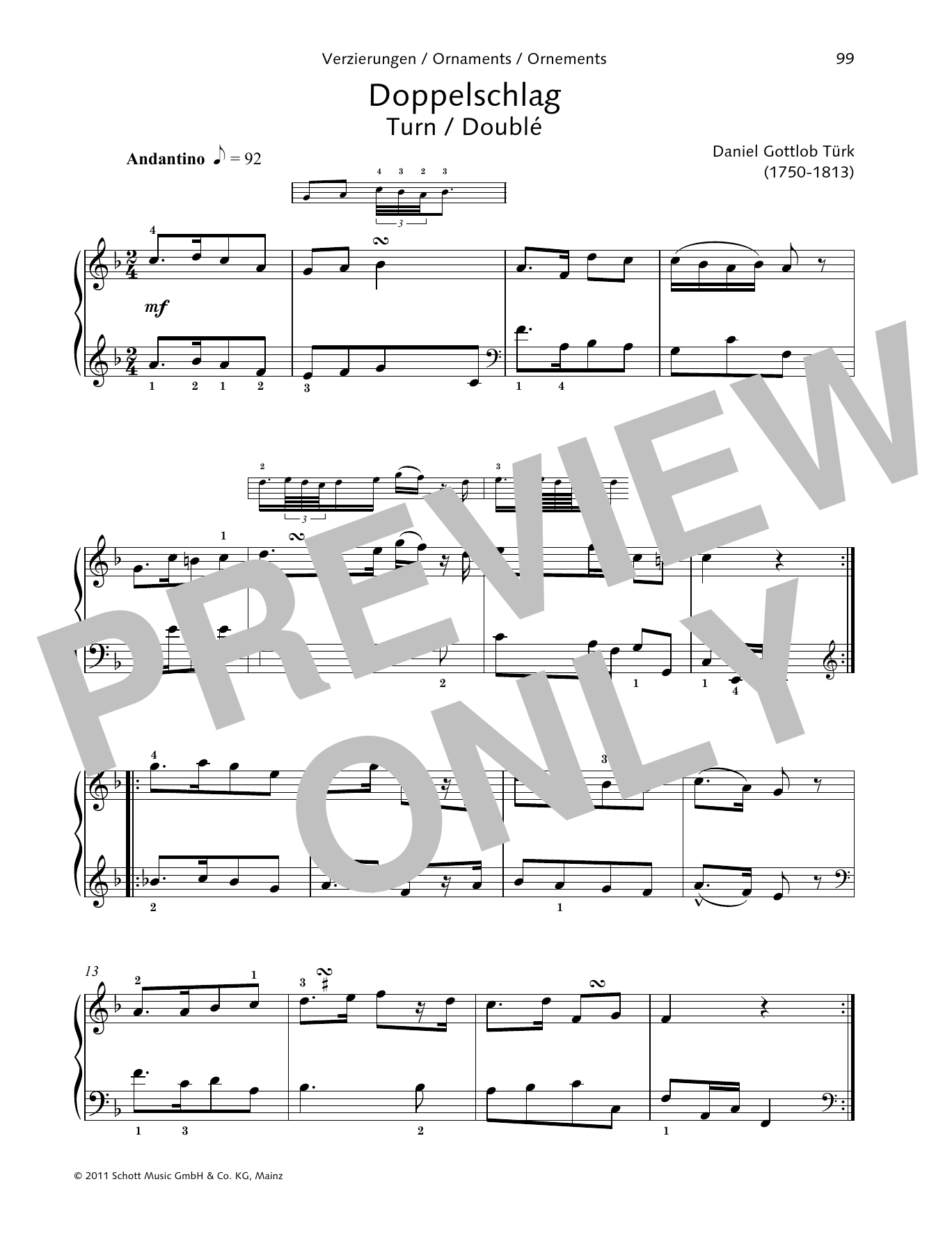 Download Daniel Gottlob Türk Turn Sheet Music and learn how to play Piano Solo PDF digital score in minutes
