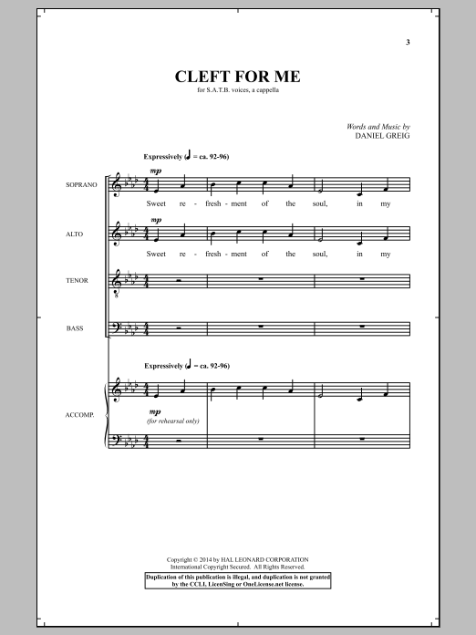 Download Daniel Greig Cleft For Me Sheet Music and learn how to play SATB PDF digital score in minutes