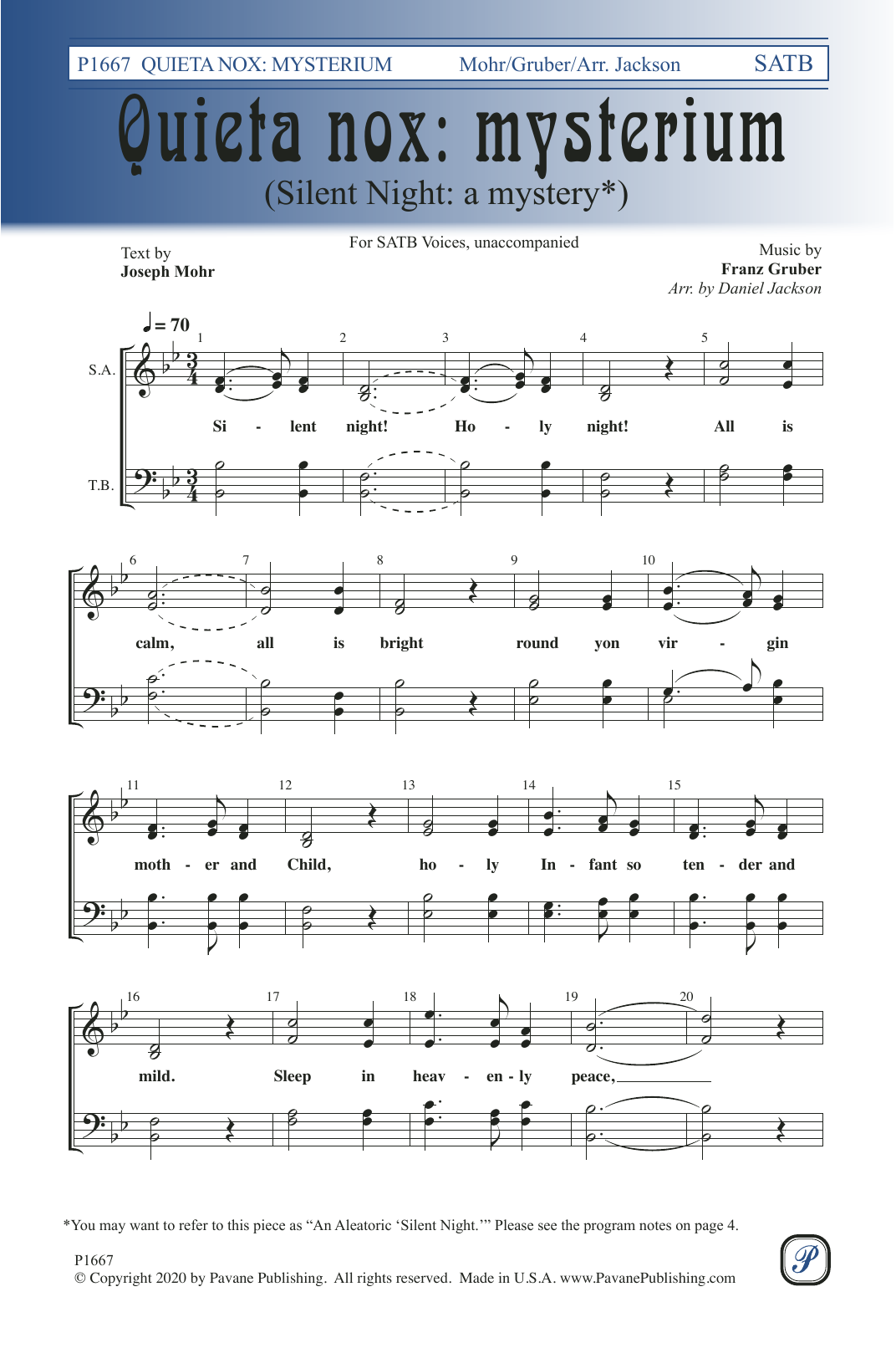 Download Daniel Jackson Quieta nox: Mysterium Sheet Music and learn how to play SATB Choir PDF digital score in minutes