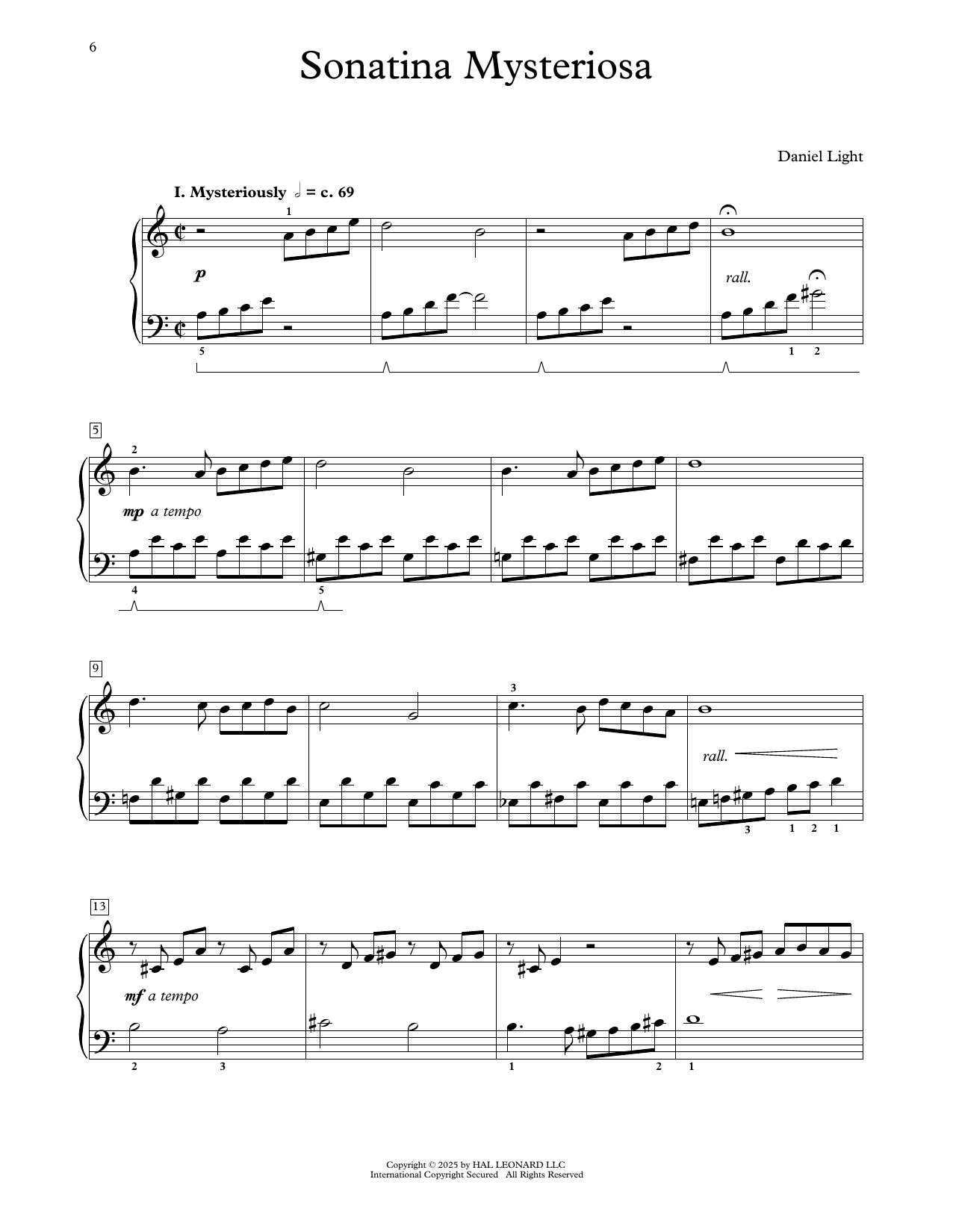 Download Daniel Light Sonatina Misteriosa Sheet Music and learn how to play Educational Piano PDF digital score in minutes