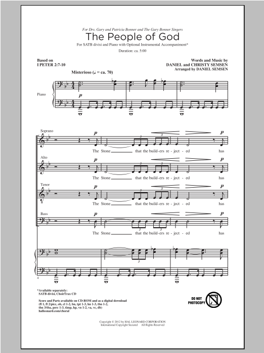 Download Daniel Semsen The People Of God Sheet Music and learn how to play SATB PDF digital score in minutes