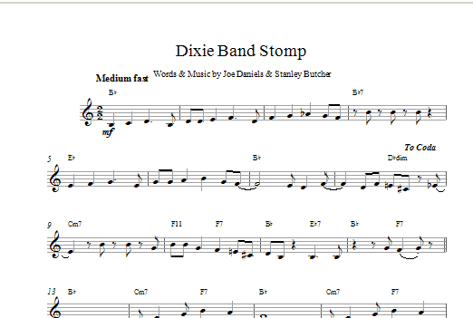 Download Joe Daniels Dixie Band Stomp Sheet Music and learn how to play Melody Line & Chords PDF digital score in minutes
