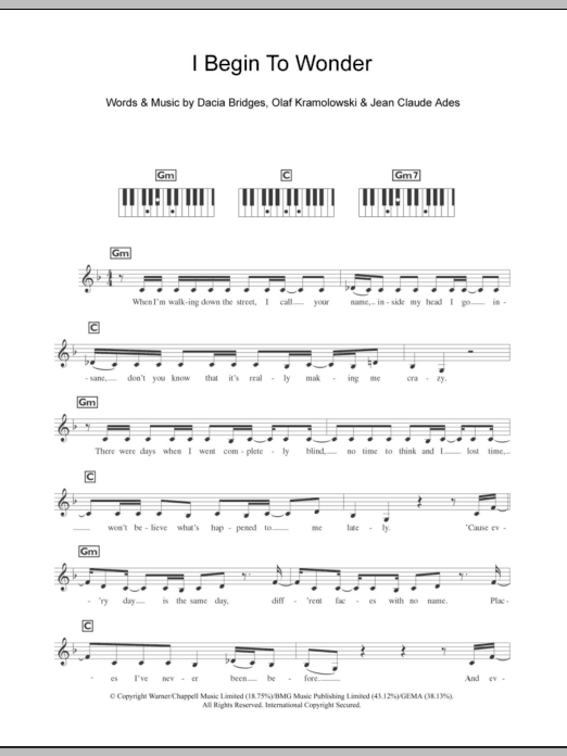 Download Dannii Minogue I Begin To Wonder Sheet Music and learn how to play Keyboard PDF digital score in minutes