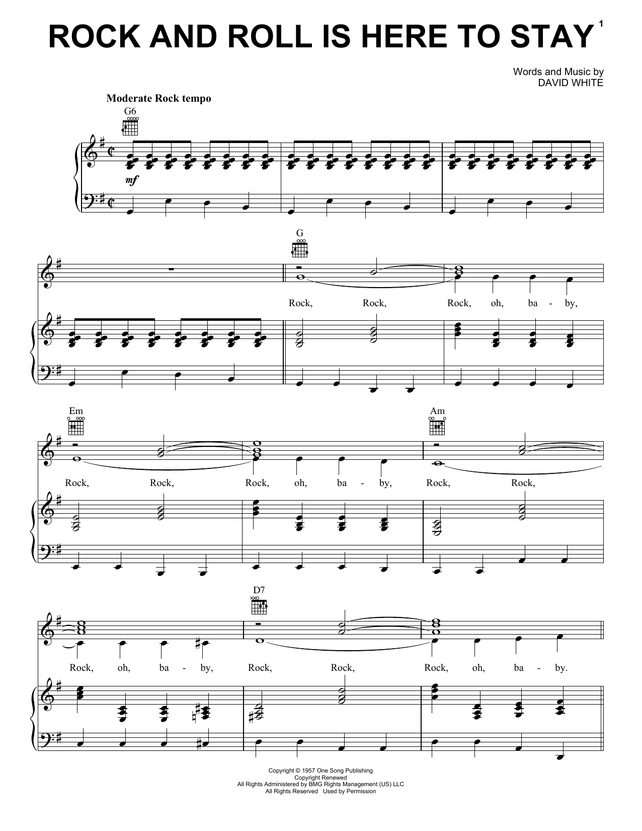 Download Danny & The Juniors Rock And Roll Is Here To Stay Sheet Music and learn how to play Easy Guitar PDF digital score in minutes