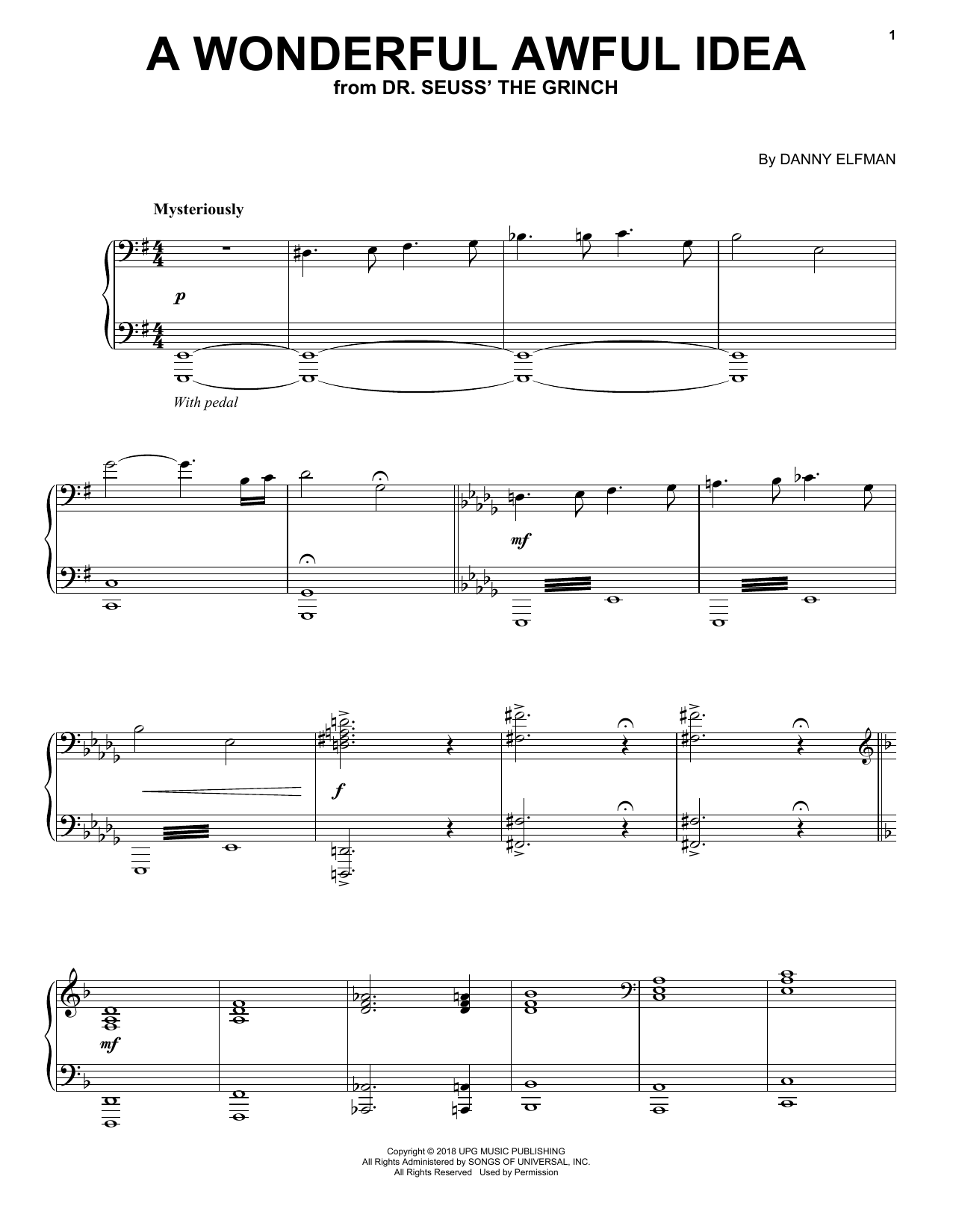 Download Danny Elfman A Wonderful Awful Idea (from The Grinch) Sheet Music and learn how to play Piano Solo PDF digital score in minutes