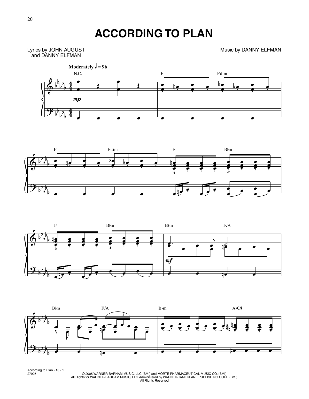 Download Danny Elfman According To Plan (from Corpse Bride) Sheet Music and learn how to play Piano & Vocal PDF digital score in minutes