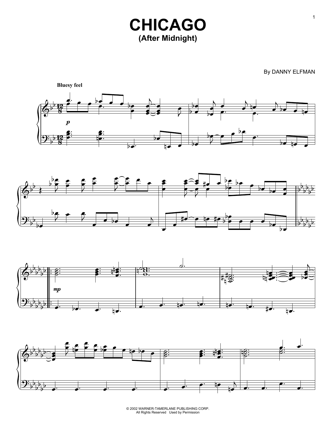 Download Danny Elfman Chicago (After Midnight) Sheet Music and learn how to play Piano Solo PDF digital score in minutes