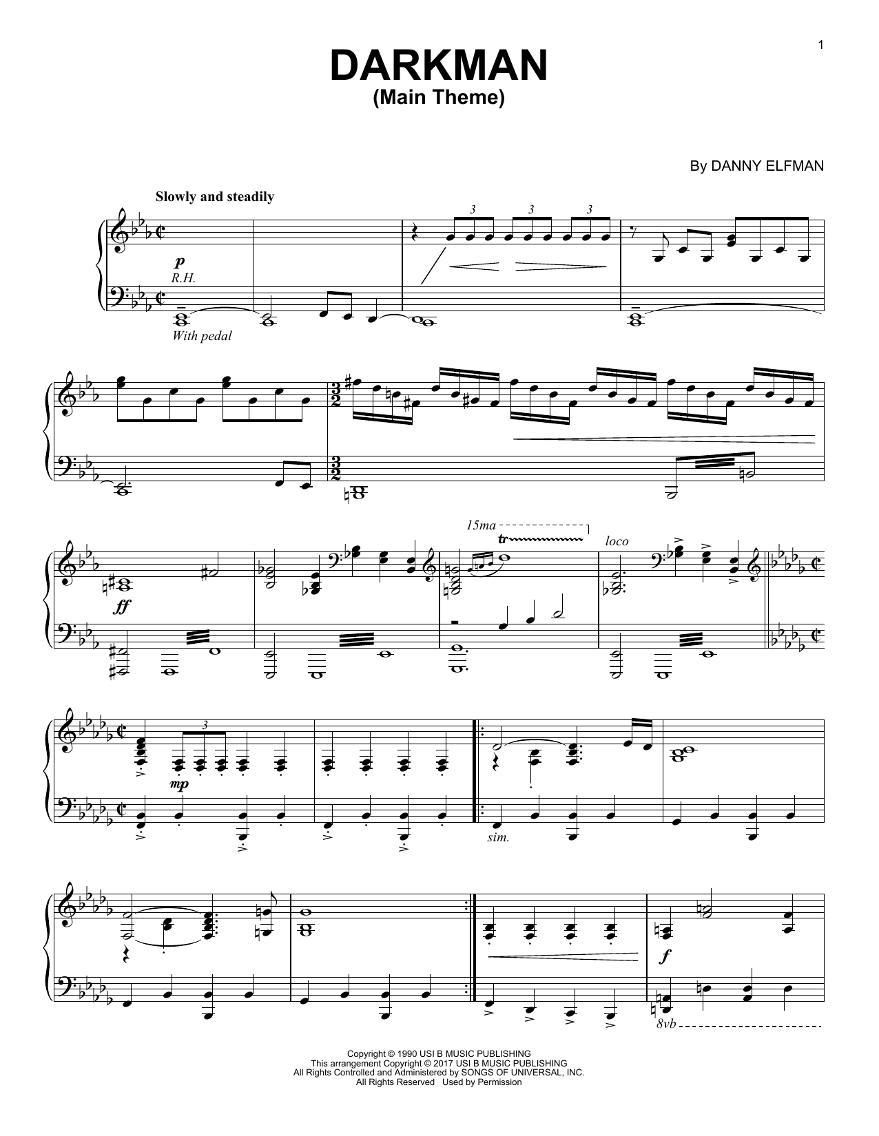 Download Danny Elfman Darkman Sheet Music and learn how to play Piano Solo PDF digital score in minutes