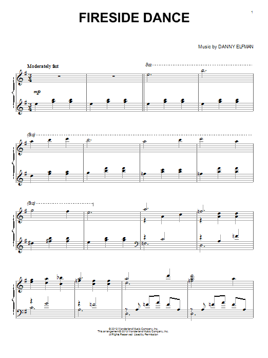 Download Danny Elfman Fireside Dance Sheet Music and learn how to play Piano PDF digital score in minutes