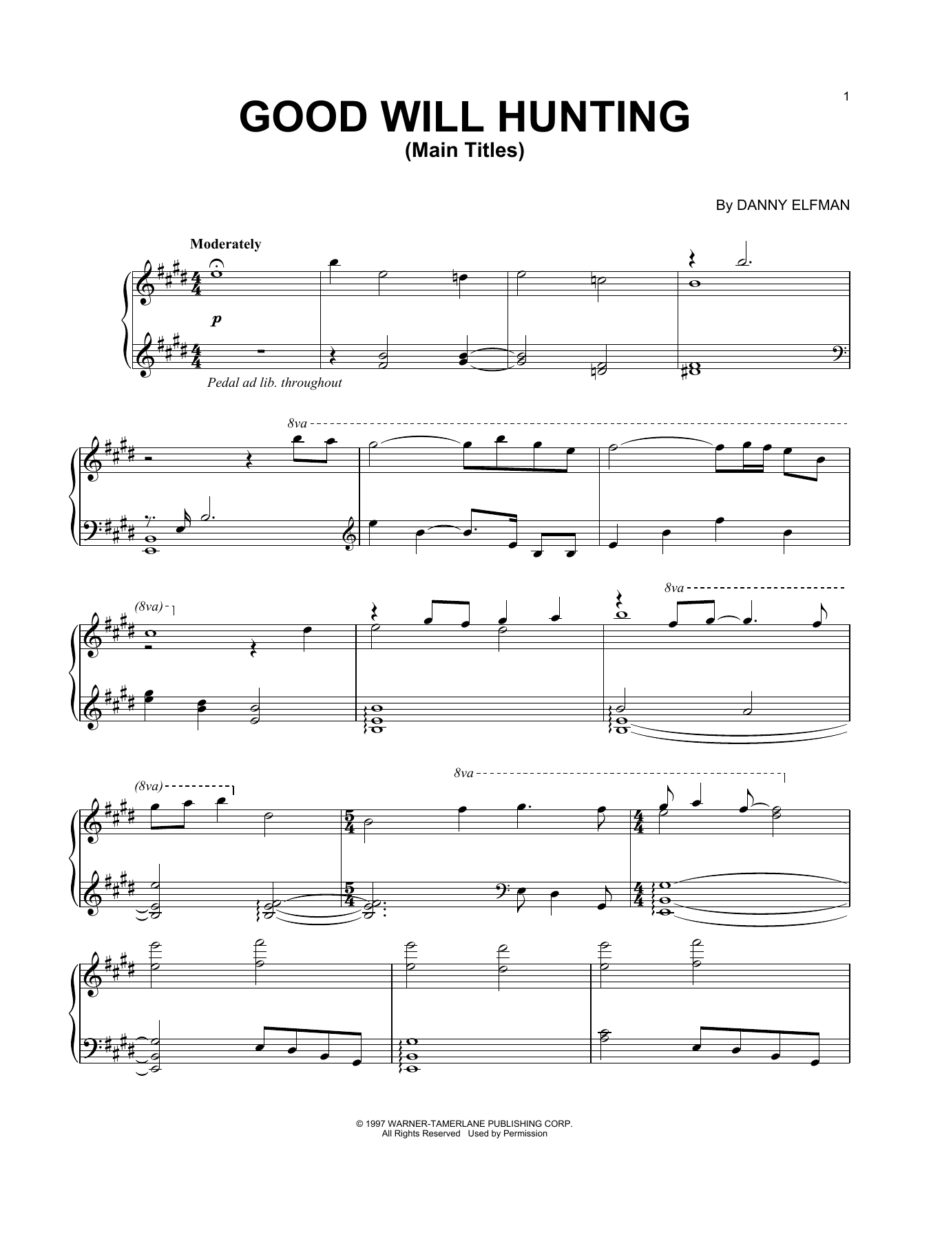 Download Danny Elfman Good Will Hunting (Main Titles) Sheet Music and learn how to play Piano Solo PDF digital score in minutes