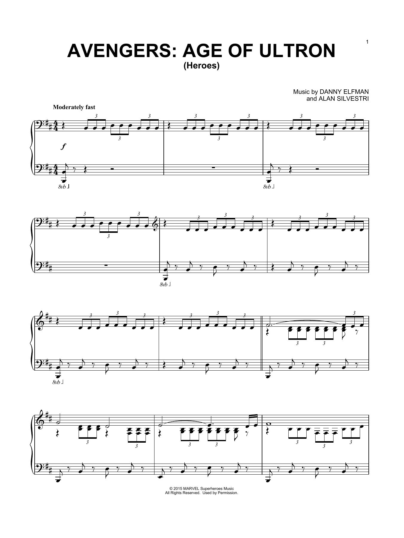 Download Danny Elfman Heroes (from Avengers: Age of Ultron) Sheet Music and learn how to play Piano PDF digital score in minutes