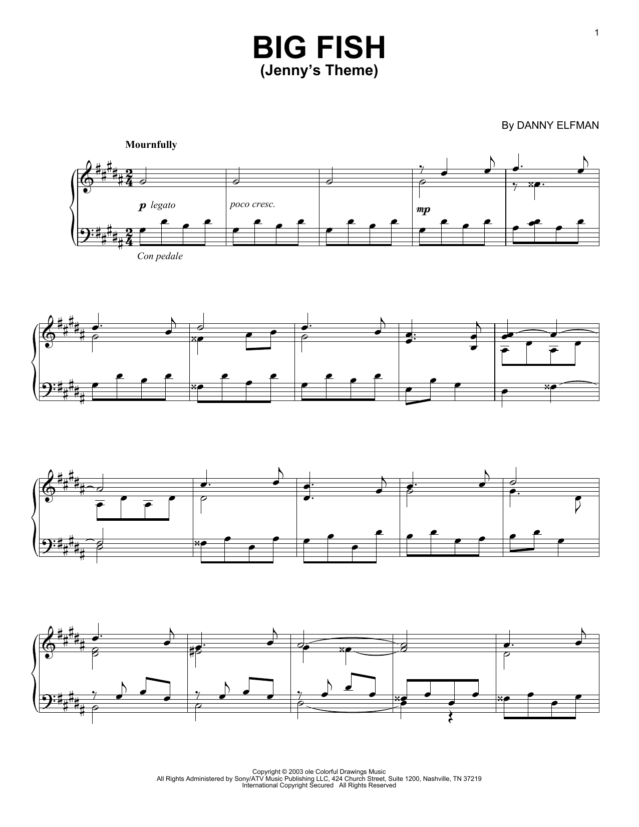 Download Danny Elfman Jenny's Theme Sheet Music and learn how to play Piano Solo PDF digital score in minutes