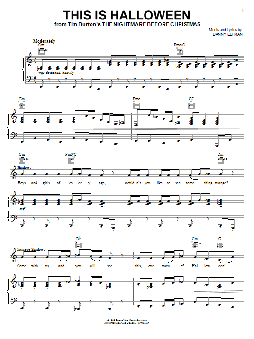 Download Danny Elfman This Is Halloween Sheet Music and learn how to play Easy Guitar Tab PDF digital score in minutes
