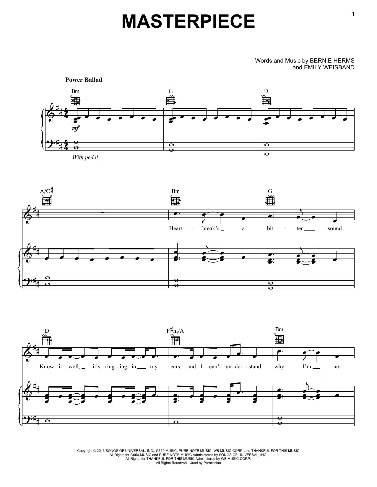 Download Danny Gokey Masterpiece Sheet Music and learn how to play Piano, Vocal & Guitar (Right-Hand Melody) PDF digital score in minutes