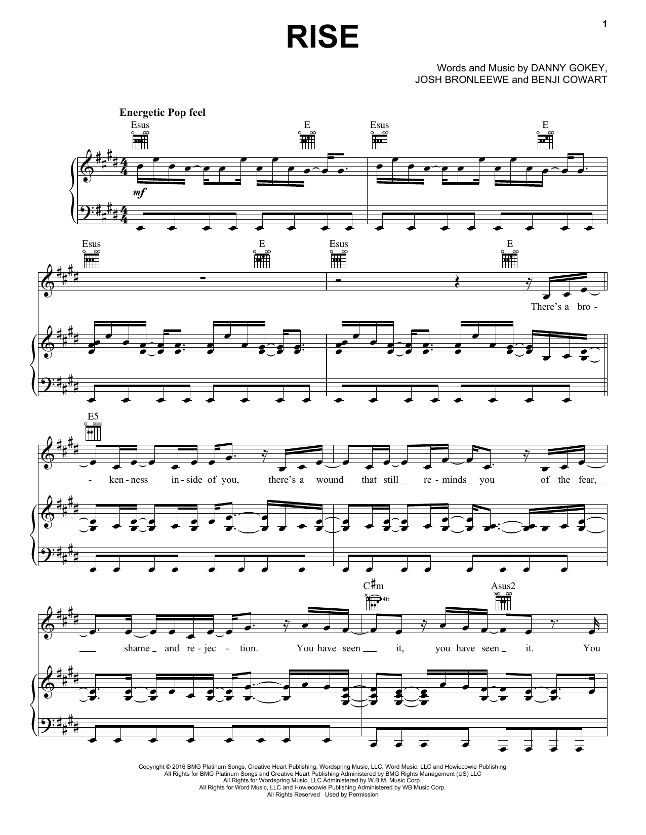 Download Danny Gokey Rise Sheet Music and learn how to play Piano, Vocal & Guitar (Right-Hand Melody) PDF digital score in minutes