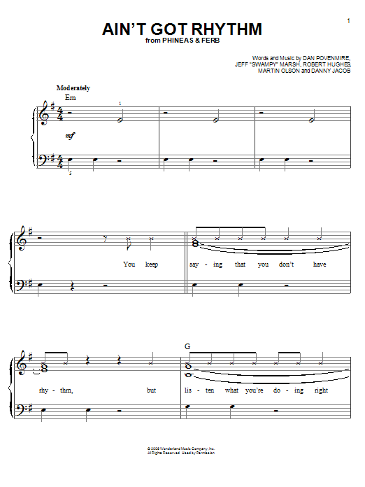 Download Danny Jacob Ain't Got Rhythm Sheet Music and learn how to play Easy Piano PDF digital score in minutes