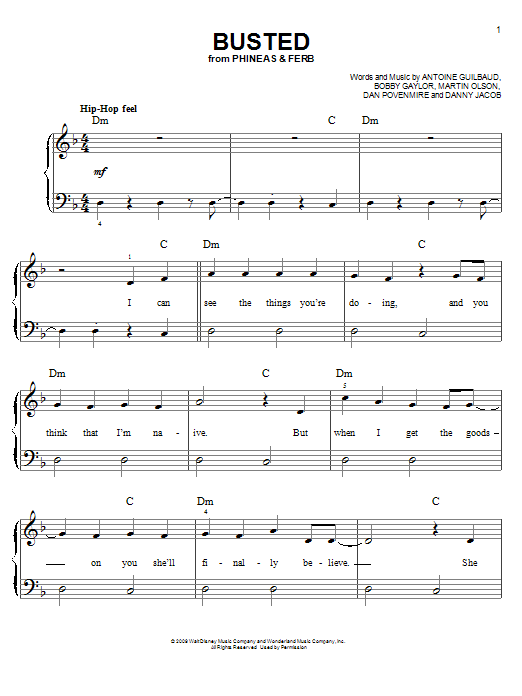 Download Danny Jacob Busted Sheet Music and learn how to play Easy Piano PDF digital score in minutes