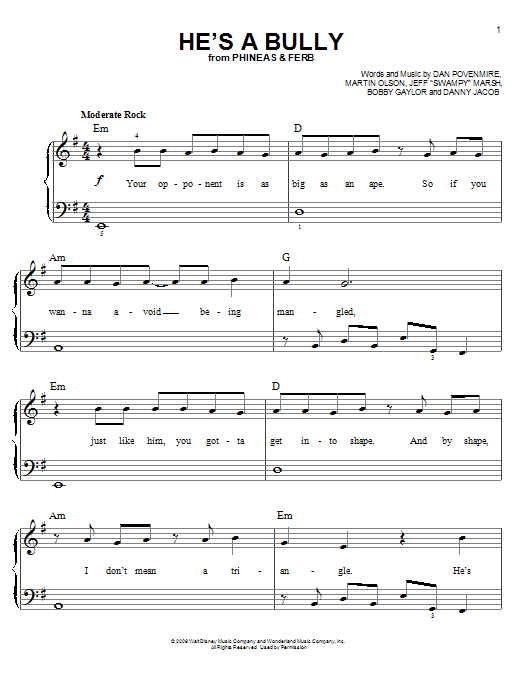 Download Danny Jacob He's A Bully Sheet Music and learn how to play Easy Piano PDF digital score in minutes