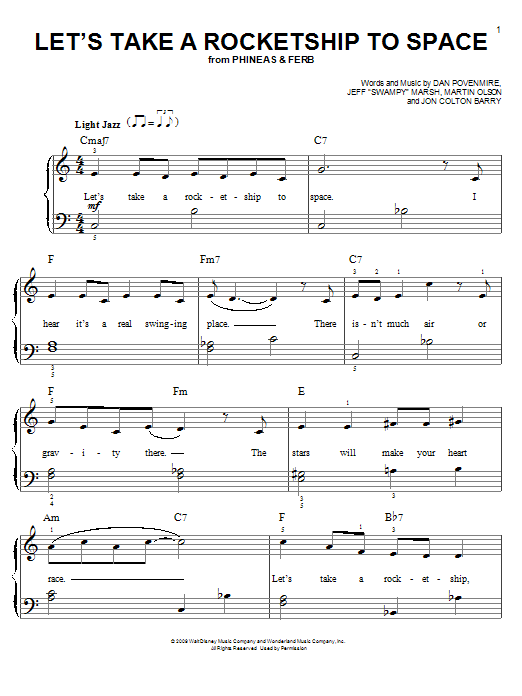 Download Danny Jacob Let's Take A Rocketship To Space Sheet Music and learn how to play Easy Piano PDF digital score in minutes