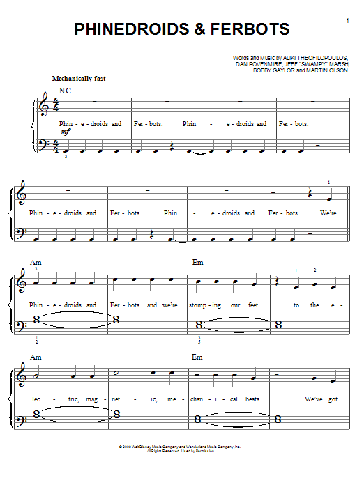 Download Danny Jacob Phinedroids And Ferbots Sheet Music and learn how to play Easy Piano PDF digital score in minutes