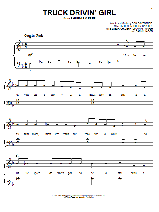 Download Danny Jacob Truck Drivin' Girl Sheet Music and learn how to play Easy Piano PDF digital score in minutes
