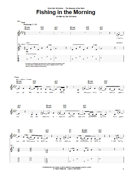 Download Dar Williams Fishing In The Morning Sheet Music and learn how to play Guitar Tab PDF digital score in minutes