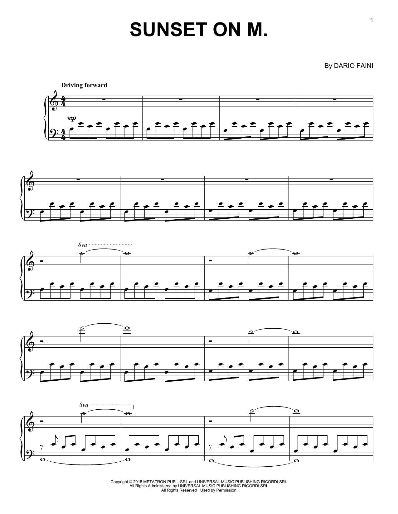 Download Dardust Sunset On M. Sheet Music and learn how to play Piano Solo PDF digital score in minutes