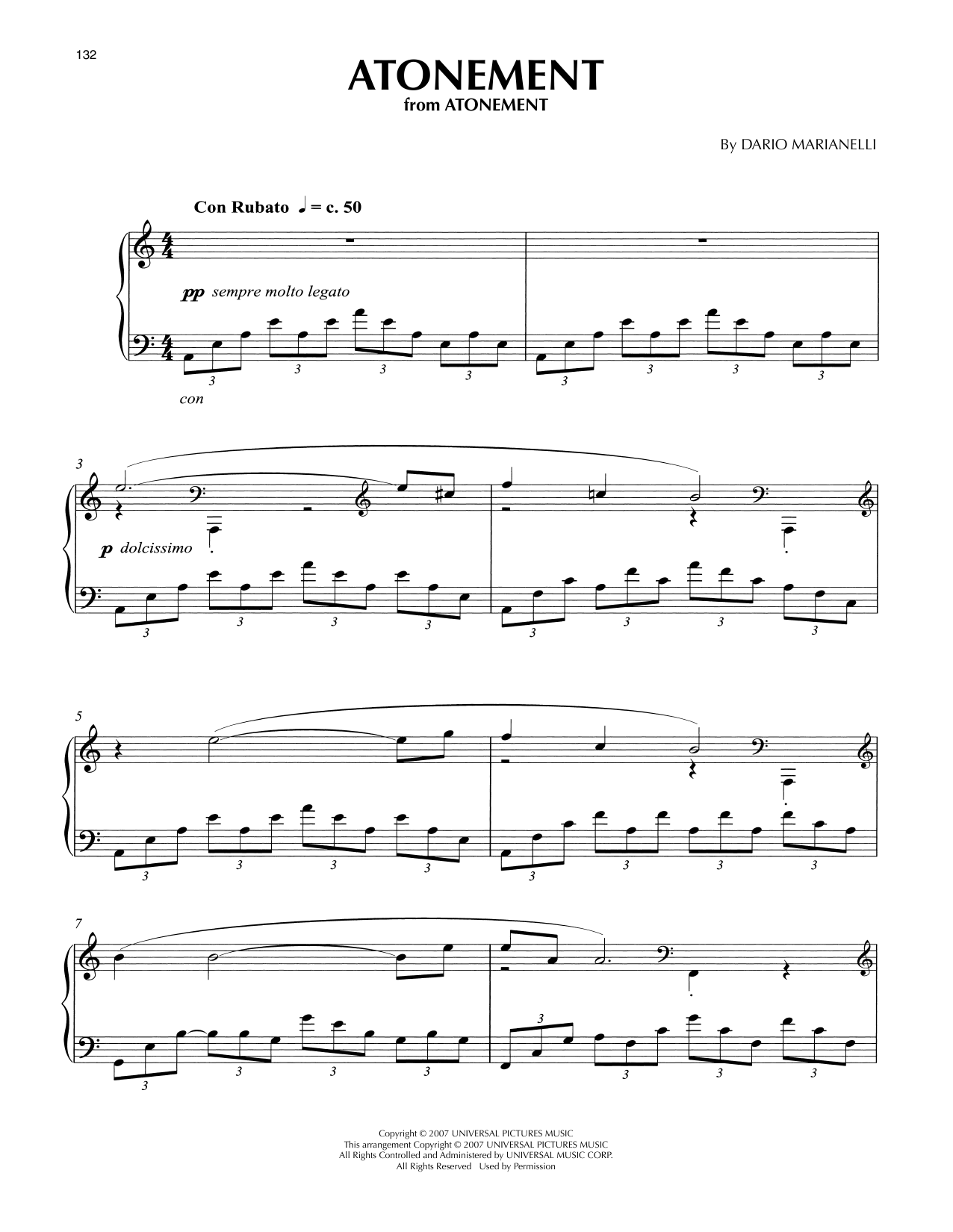 Download Dario Marianelli Atonement (from Atonement) Sheet Music and learn how to play Piano Solo PDF digital score in minutes