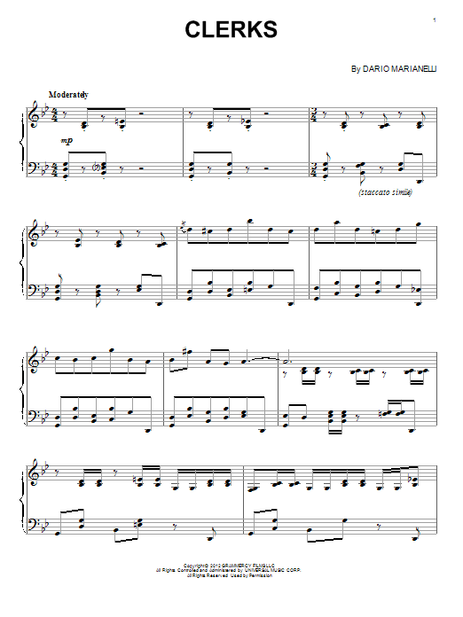 Download Dario Marianelli Clerks Sheet Music and learn how to play Piano PDF digital score in minutes