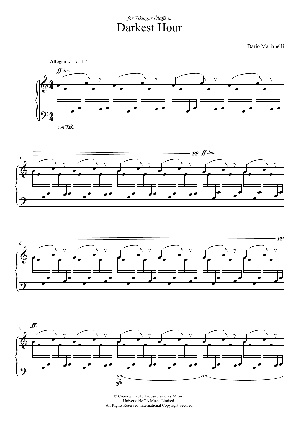Download Dario Marianelli Darkest Hour Sheet Music and learn how to play Piano Solo PDF digital score in minutes