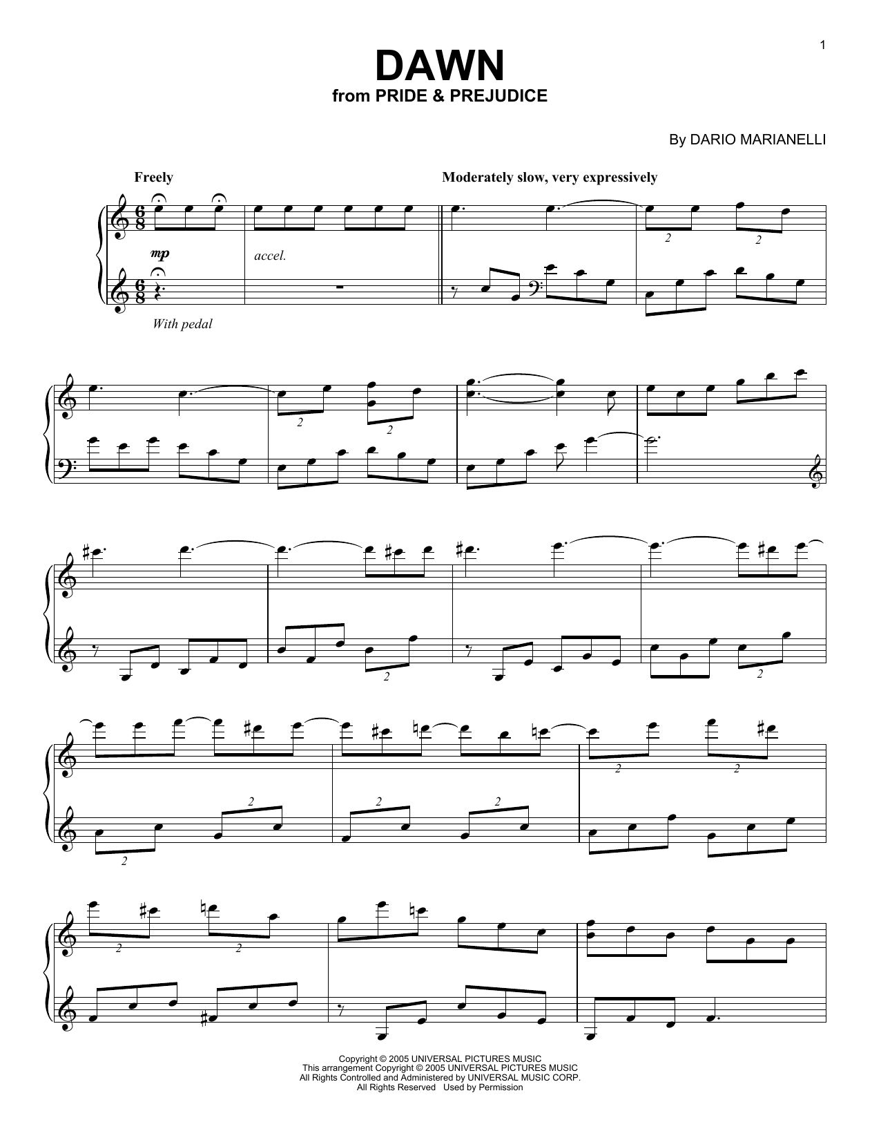 Download Dario Marianelli Dawn Sheet Music and learn how to play Piano PDF digital score in minutes