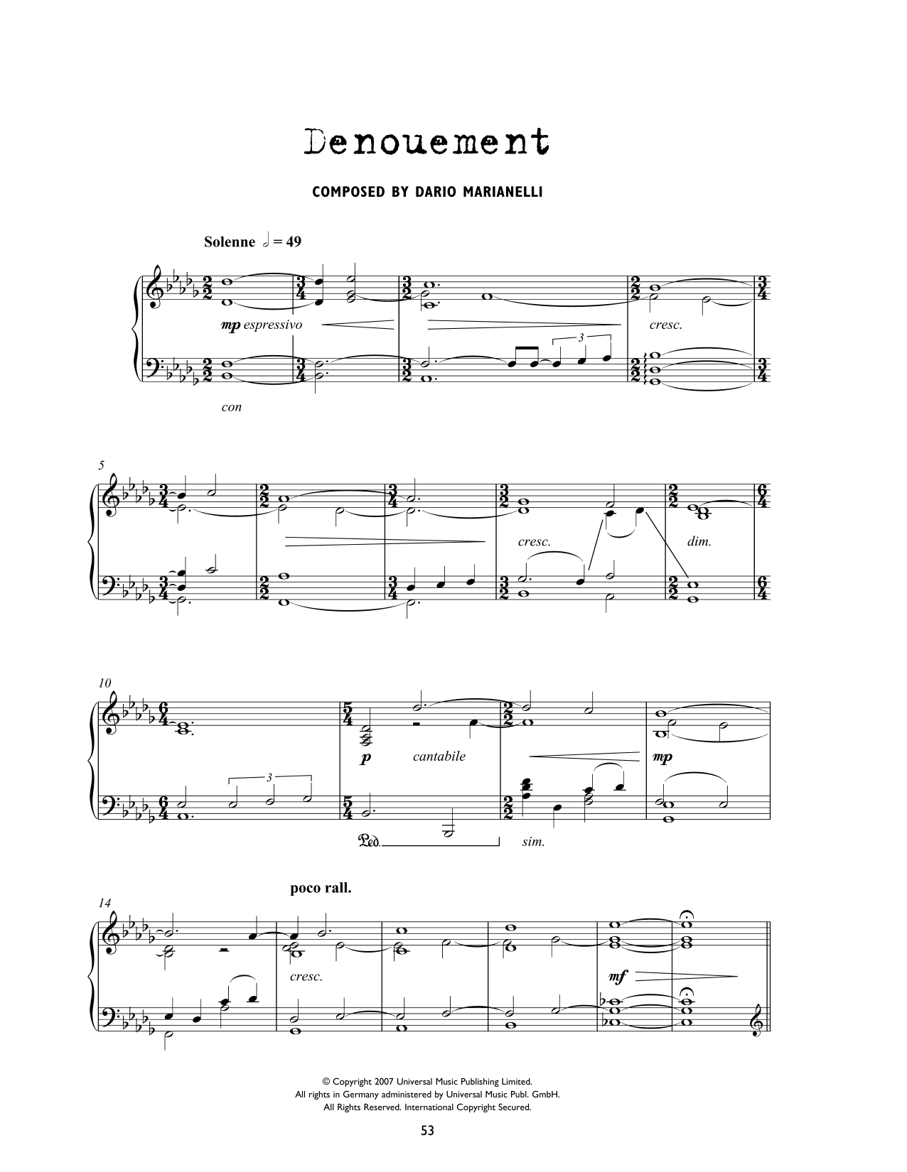 Download Dario Marianelli Denouement (from Atonement) Sheet Music and learn how to play Piano Solo PDF digital score in minutes