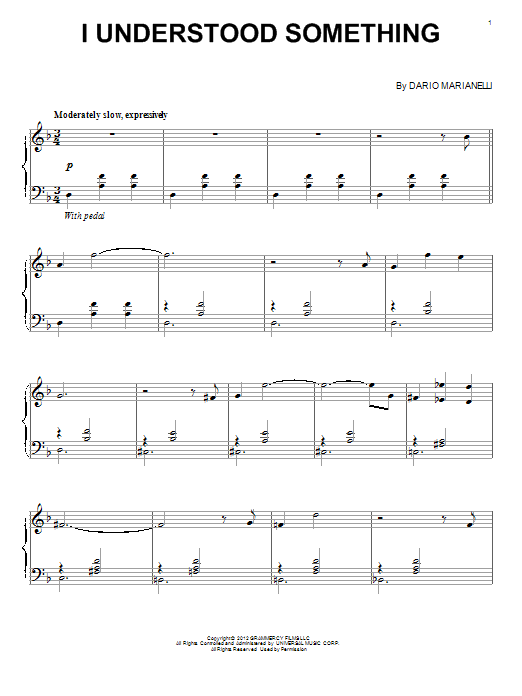 Download Dario Marianelli I Understood Something Sheet Music and learn how to play Piano PDF digital score in minutes