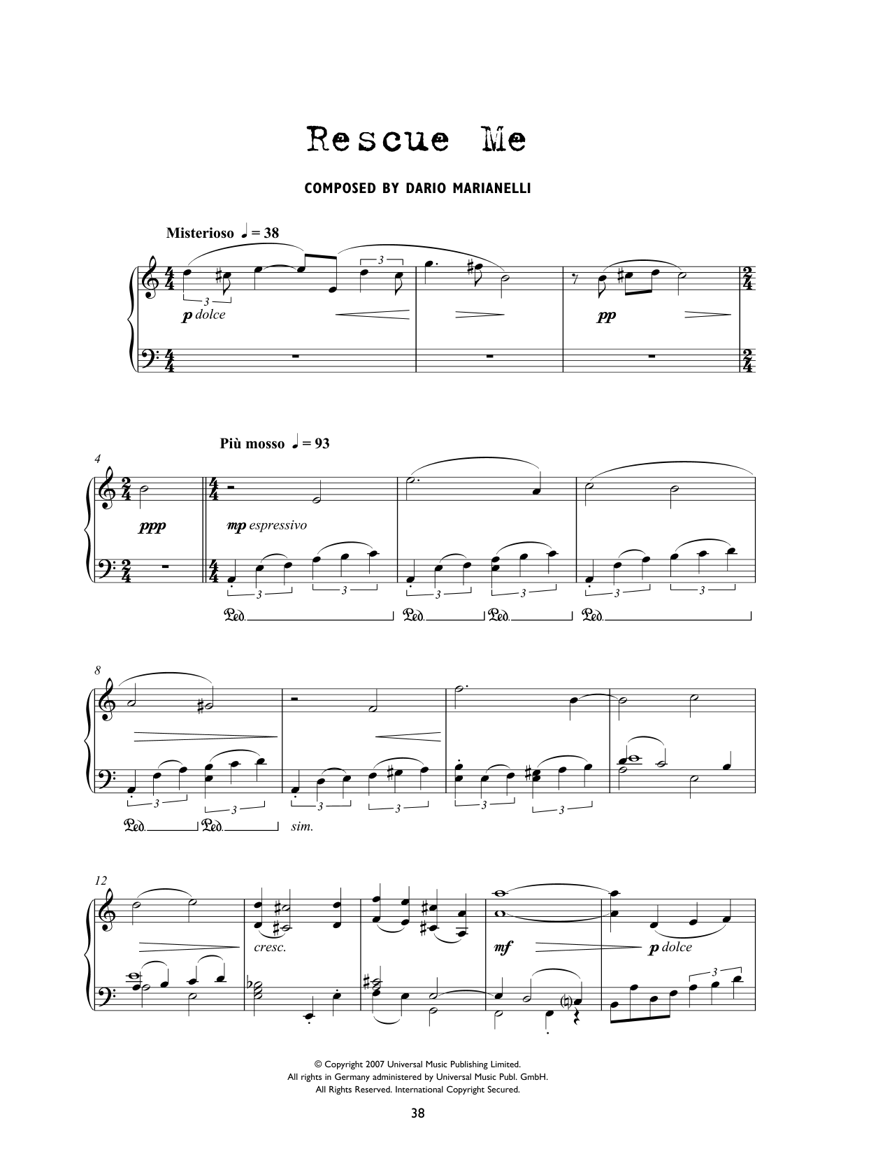 Download Dario Marianelli Rescue Me (from Atonement) Sheet Music and learn how to play Piano Solo PDF digital score in minutes