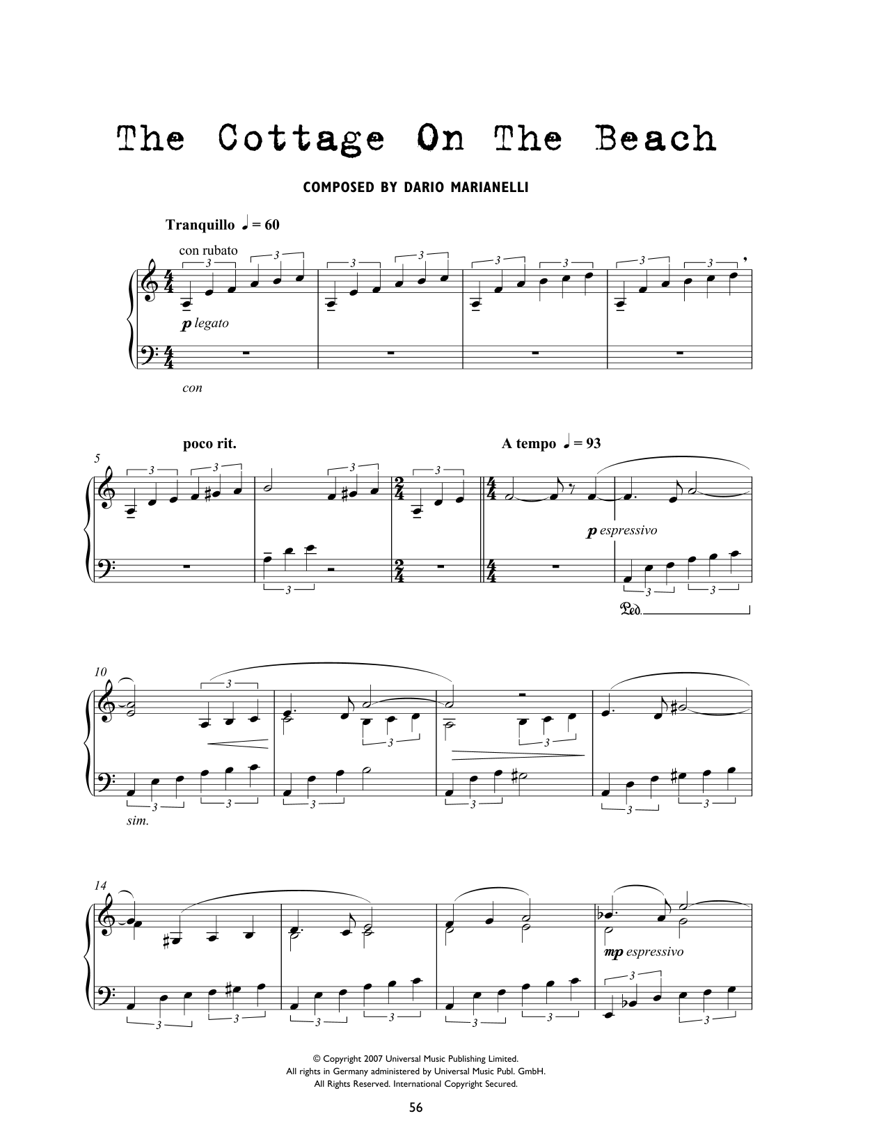 Download Dario Marianelli The Cottage On The Beach (from Atonement) Sheet Music and learn how to play Piano Solo PDF digital score in minutes