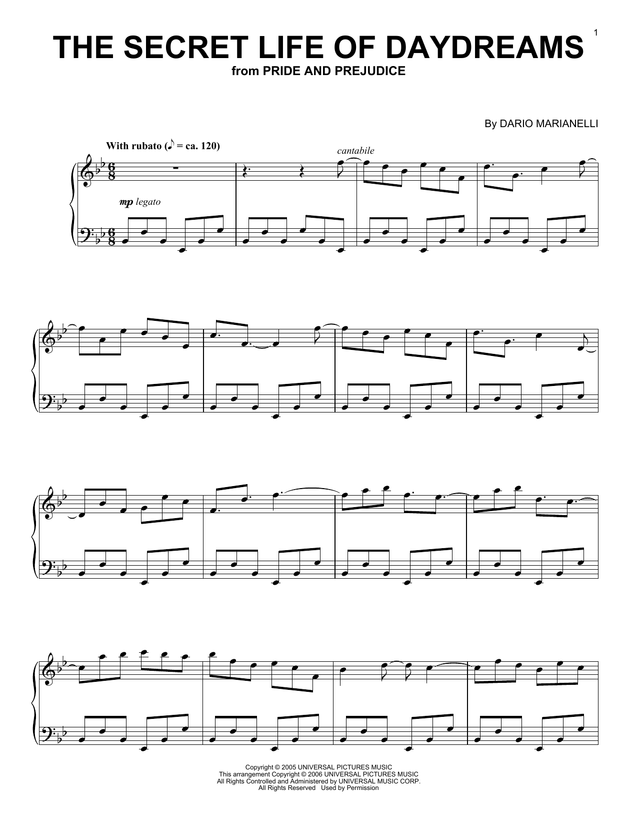 Download Dario Marianelli The Secret Life Of Daydreams Sheet Music and learn how to play Piano PDF digital score in minutes
