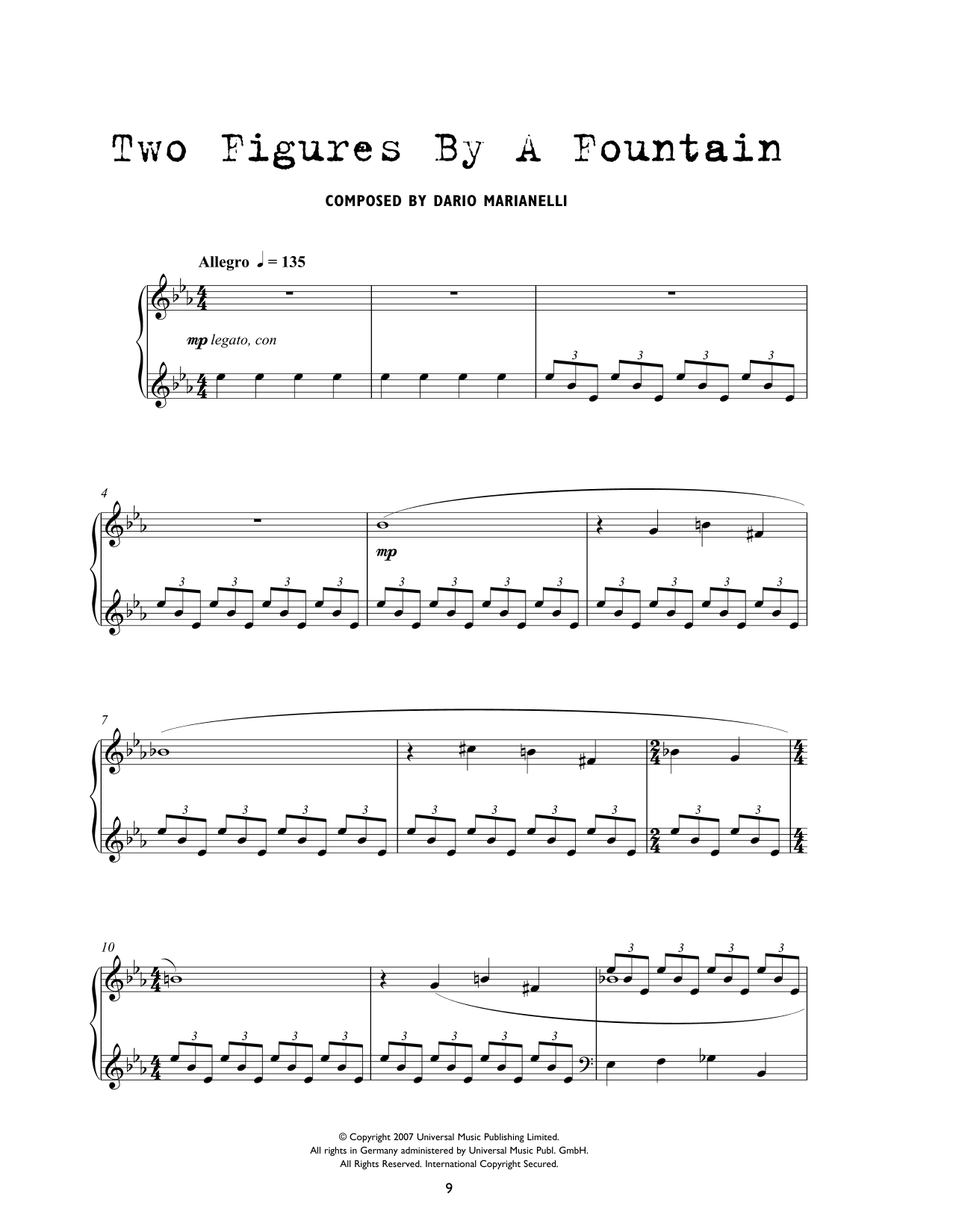 Download Dario Marianelli Two Figures By A Fountain (from Atonement) Sheet Music and learn how to play Piano Solo PDF digital score in minutes
